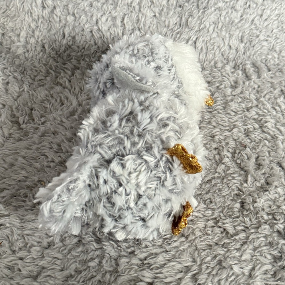 Ty Beanie Boos Owlette Owl Plush Gray Stuffed Animal Toy Gold Glitter Eyes - Picture 7 of 8